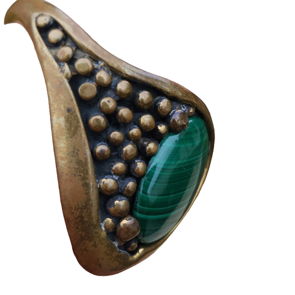 Rare Stephen Dweck modernist abstract malachite bronze cuff bracelet Designer