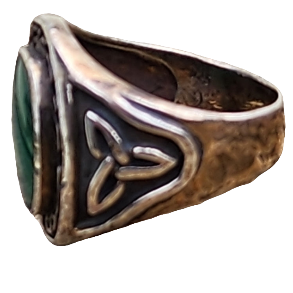 Sterling silver Celtic green at gate ring size 10.5 unisex ST PATTY'S Jewelry