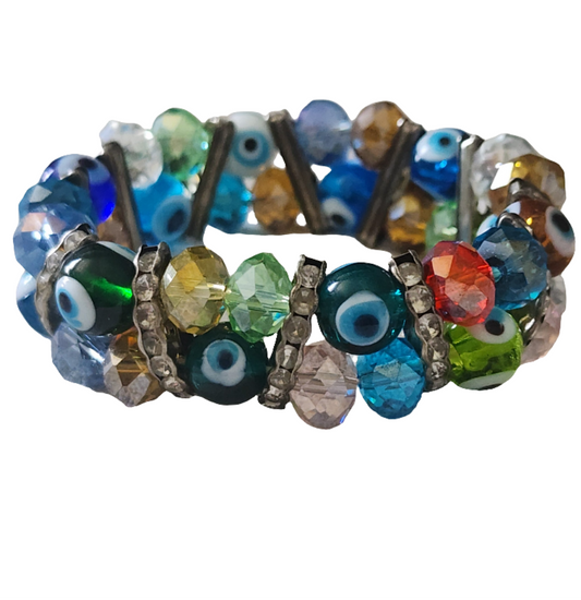 Evil eye art glass stretch bracelet