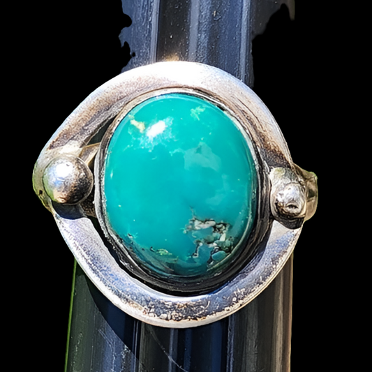 Sterling silver Native American Bisbee Bob Bradberry Anglo turquoise sz 4.5 rimg