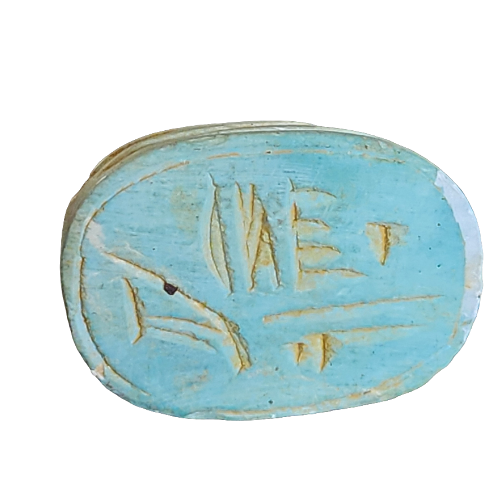 Egyptian Amulet with hieroglyphics carved scarab