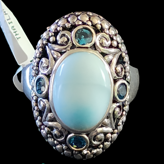 Sterling silver blue stones ring like new ring size 9.5