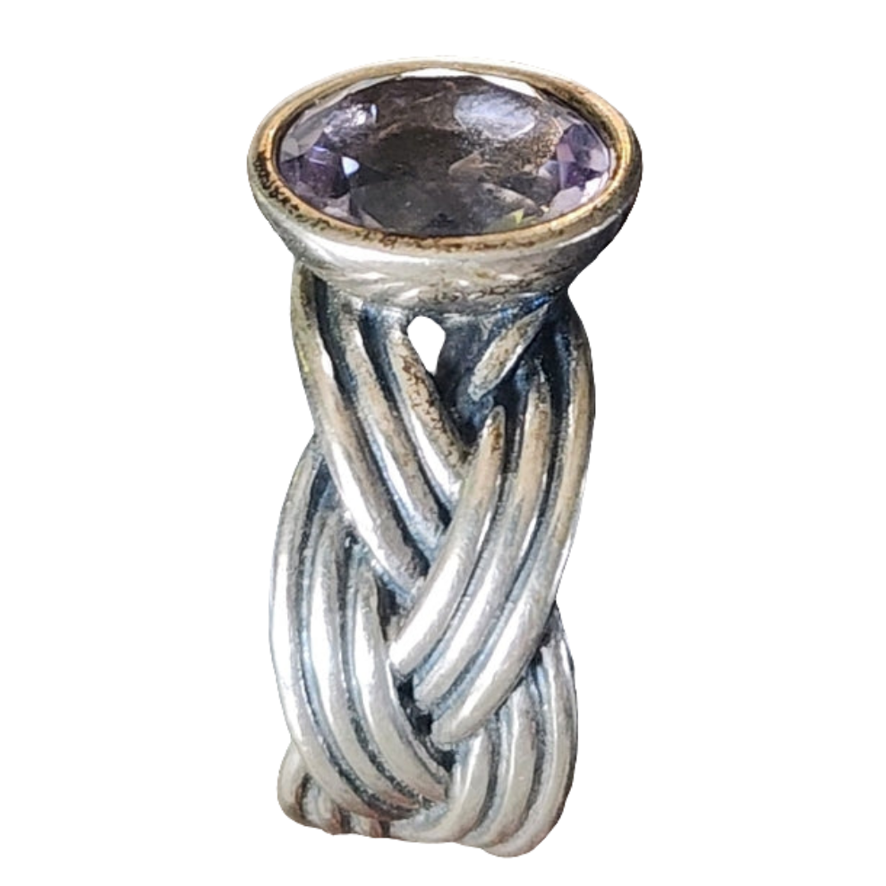 Retired Tied Together Pandora Amethyst Ring Size 7 Rare fine Jewelry ALE