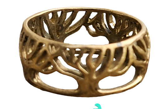 Sterling silver gold vermeil Tree of Life ring band size 8 unisex