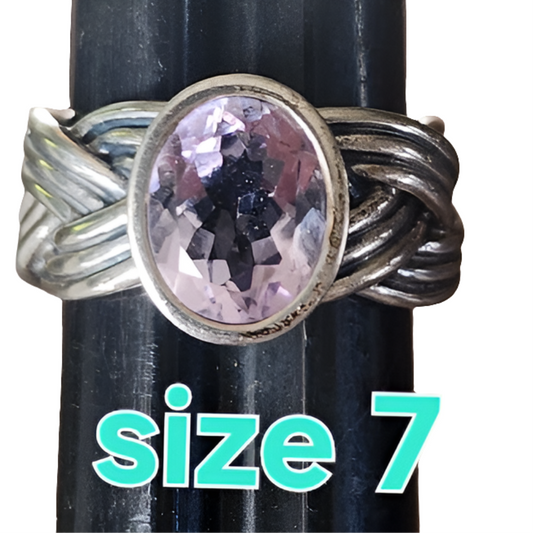 Retired Tied Together Pandora Amethyst Ring Size 7 Rare fine Jewelry ALE