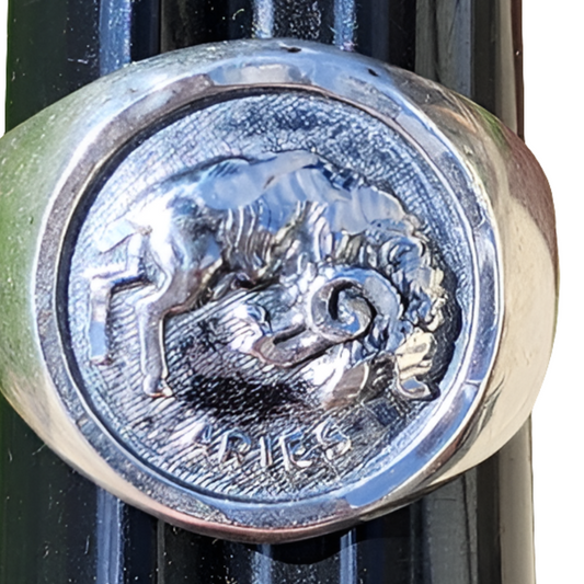 Sterling silver astrological horoscope Aries ring size 10.25 unisex