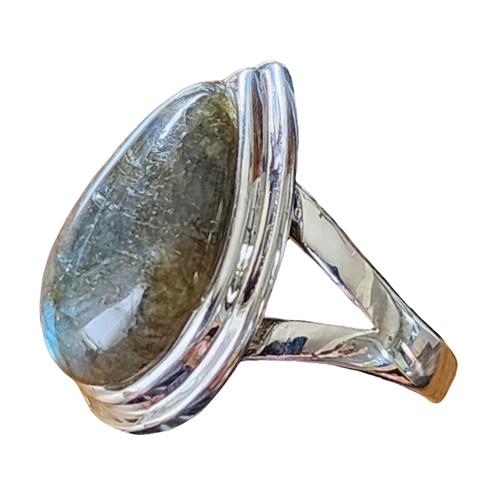 Sterling silver tear drop Labradorite ring size 8.75 fine jewelry