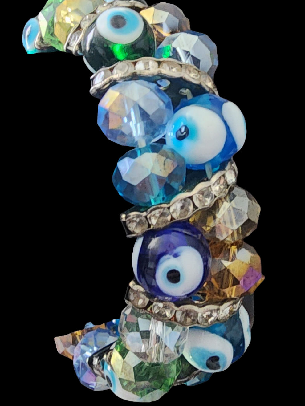 Evil eye art glass stretch bracelet