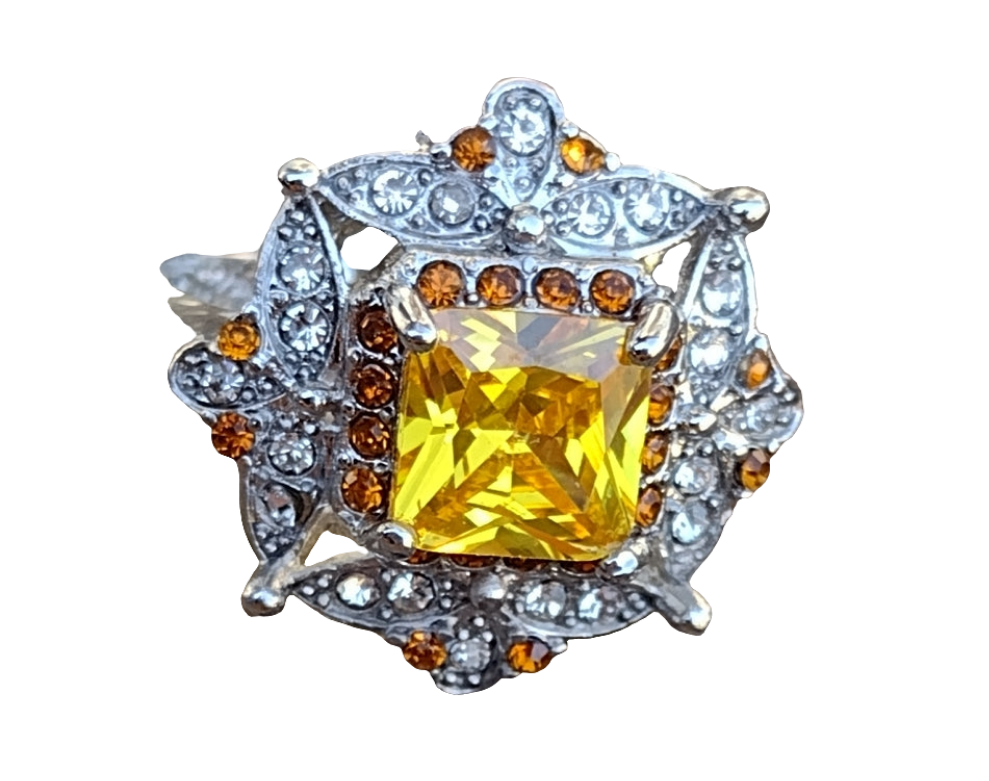 Sterling silver ring 3 carat citrine Stone topaz and white sapphire size…