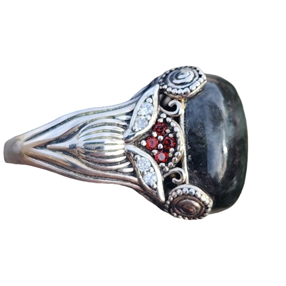 Vintage Sterling Silver Designer JOY Jewelers diamond ruby ring sz 8 jewelry