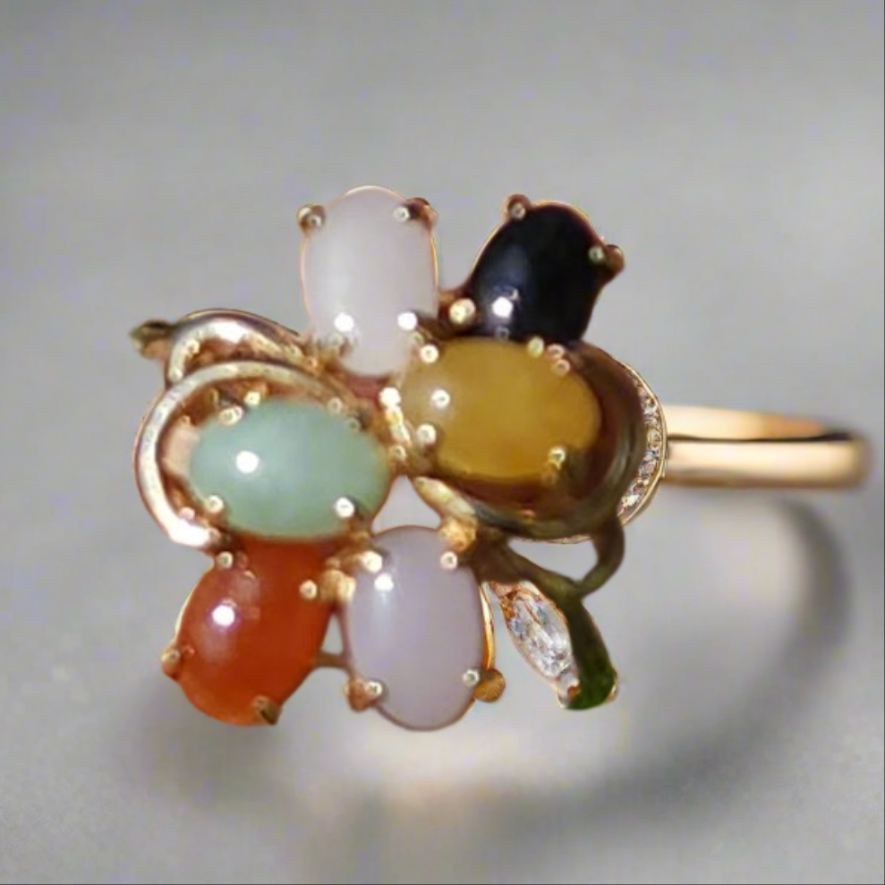 14k gold multi gemstone ring size 6