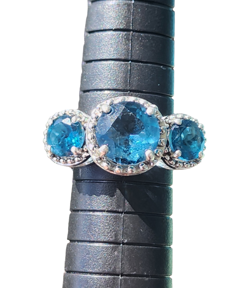 Sterling Silver Designer RSI London blue topaz size 6.75