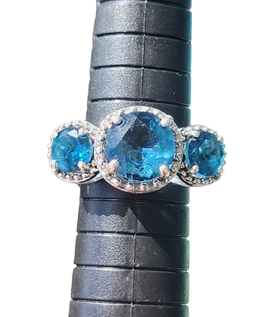 Sterling Silver Designer RSI London blue topaz size 6.75