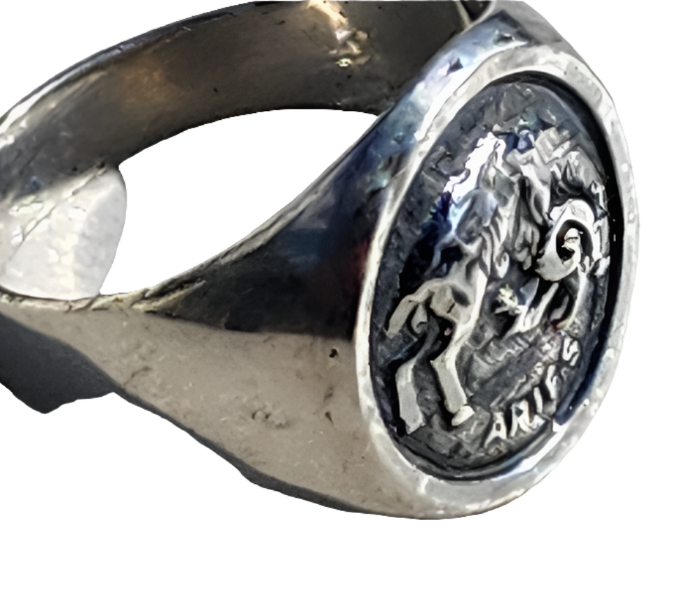 Sterling silver astrological horoscope Aries ring size 10.25 unisex