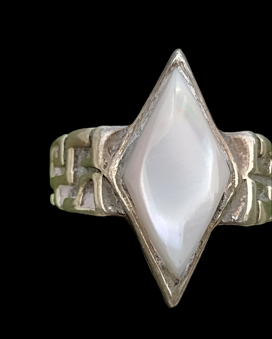 Handmade sterling silver ring with mother of pearl size 6.5 Native American ?