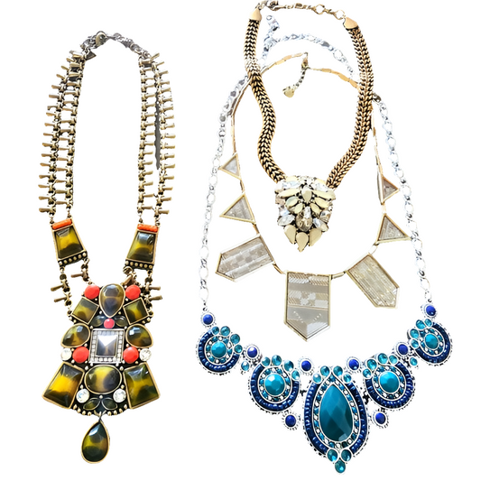 Bundle Lot Designer Statement Necklaces Crystal Rhinestones Silpada J CREW