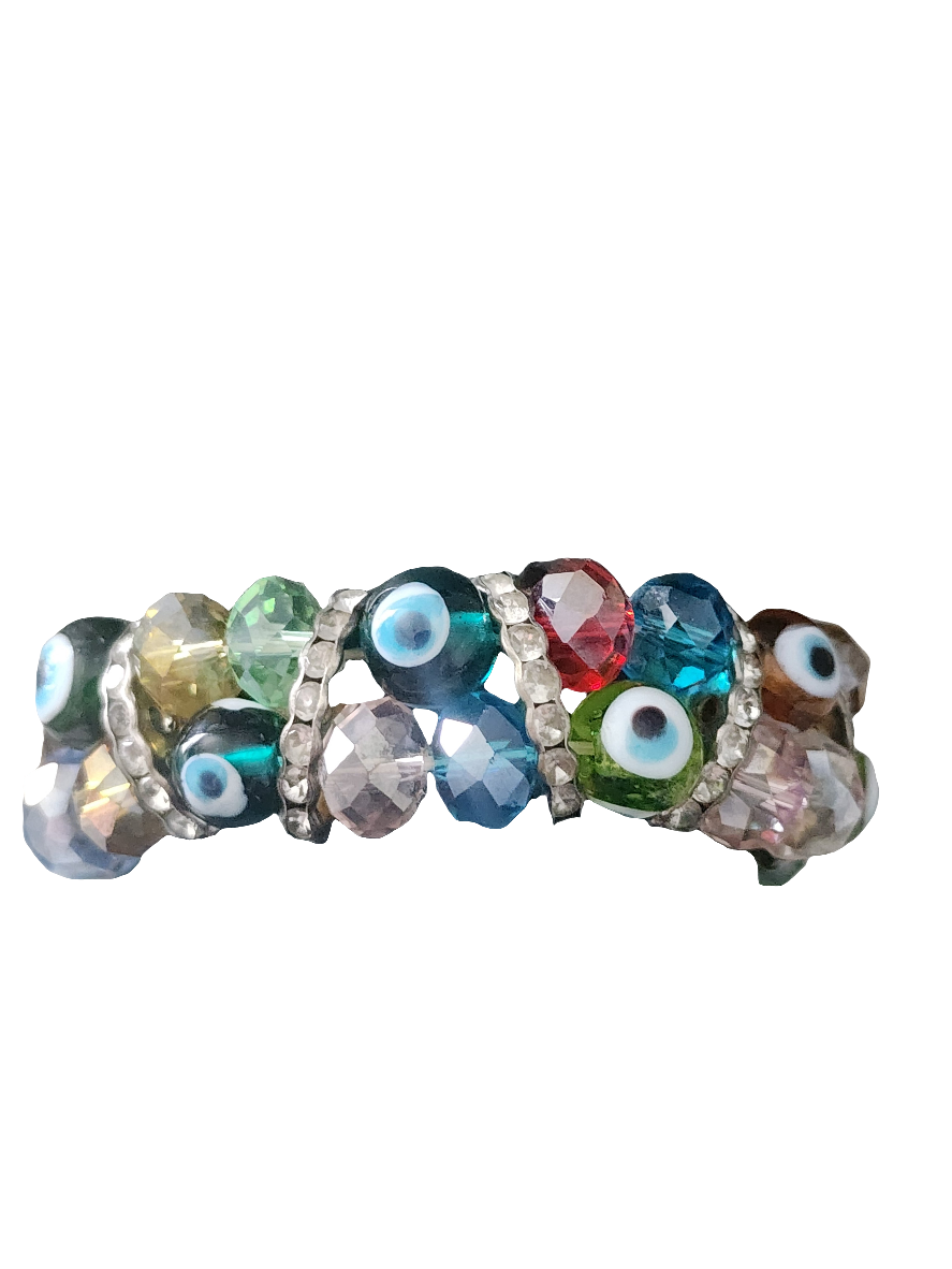 Evil eye art glass stretch bracelet