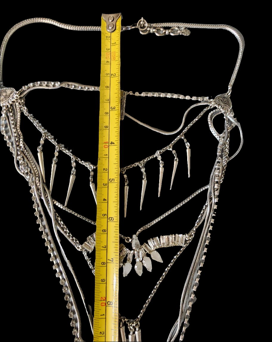 Lucky Brand layered Necklace Silver Tone multi strand