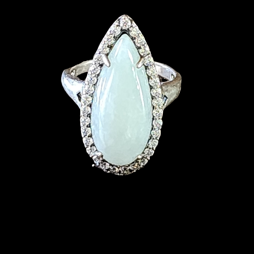 Sterling silver Light green jade ring designed  by Jade of Yesteryear size 9