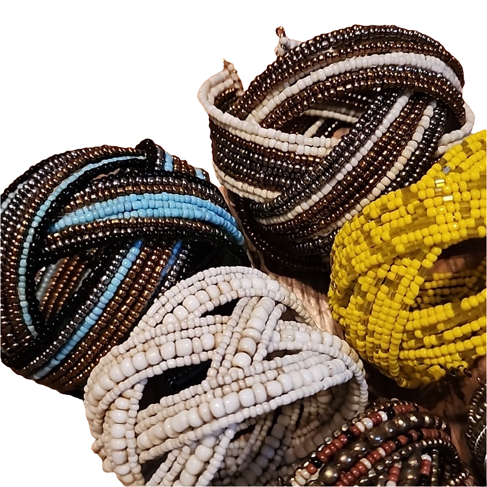 Bundle lot fashion costume jewelry 6 Beaded cuff bracelets