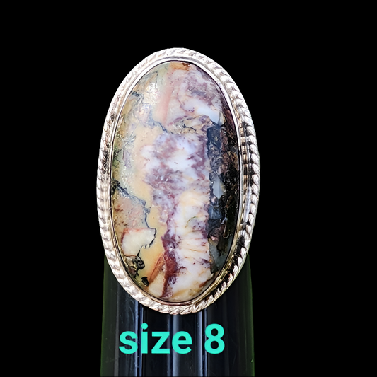 Southwestern style sterling silver ring with Big Stone size 8