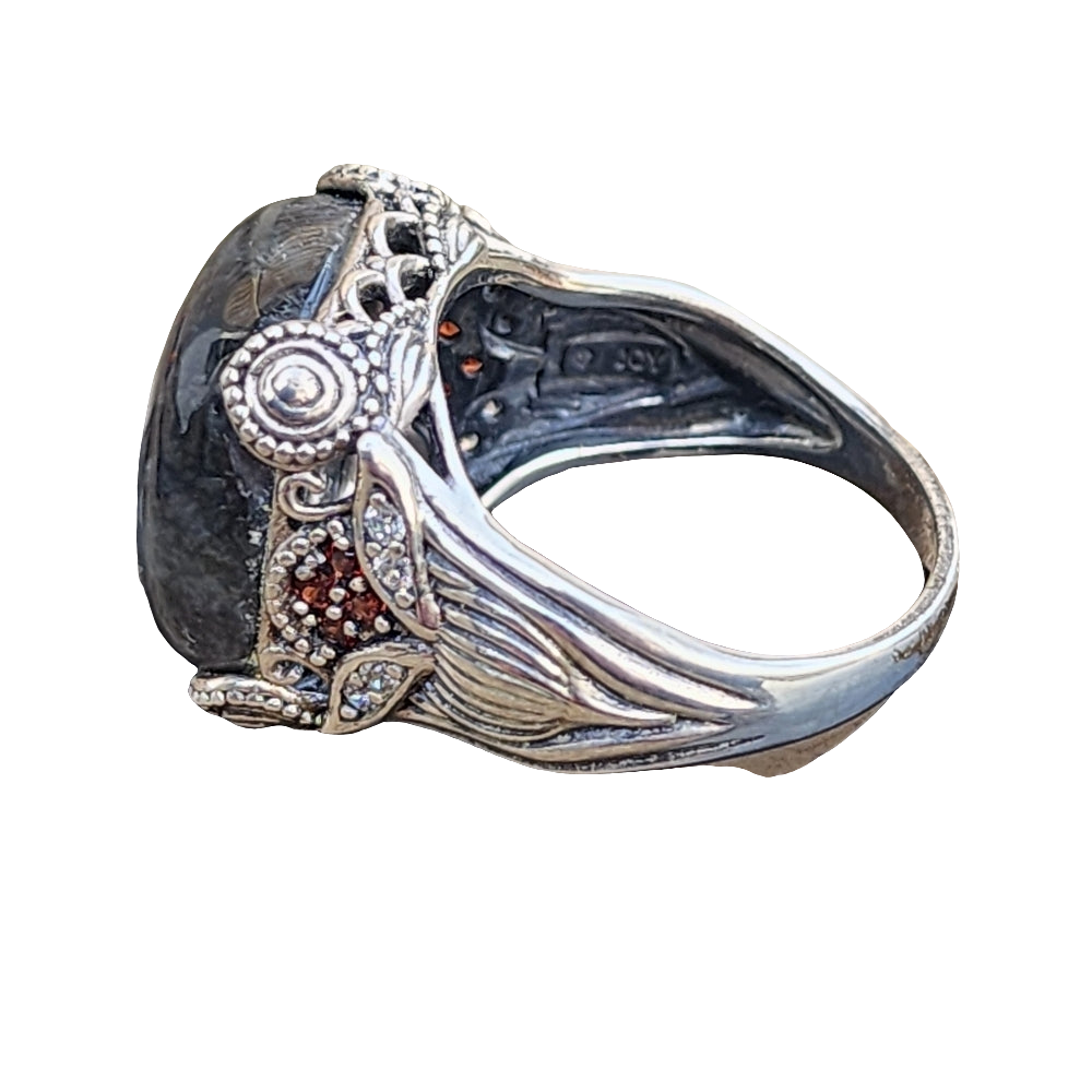Vintage Sterling Silver Designer JOY Jewelers diamond ruby ring sz 8 jewelry