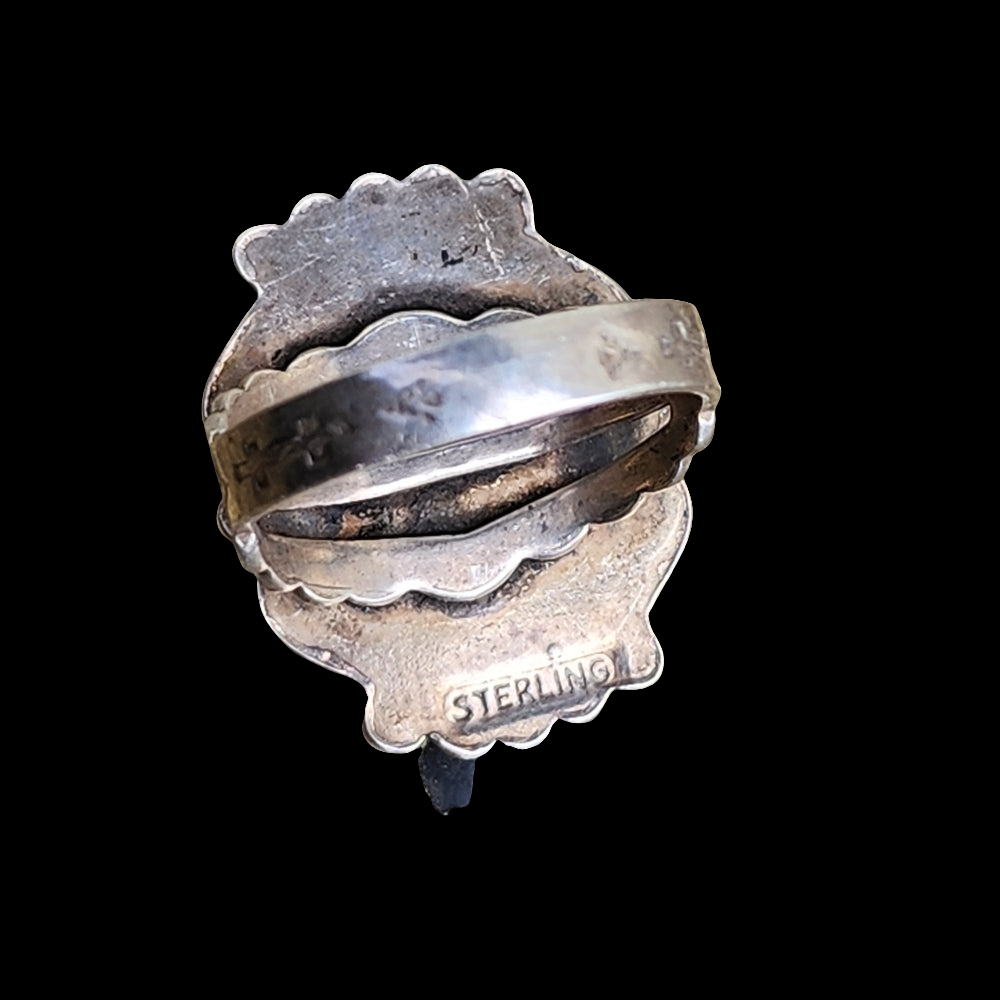 Vintage sterling silver Aztec tribal mask ring size 7.75