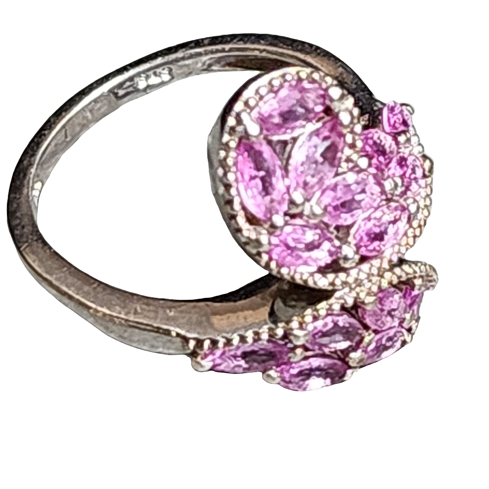 Quality  sterling silver ring by STS pink stones size 8 jewelry