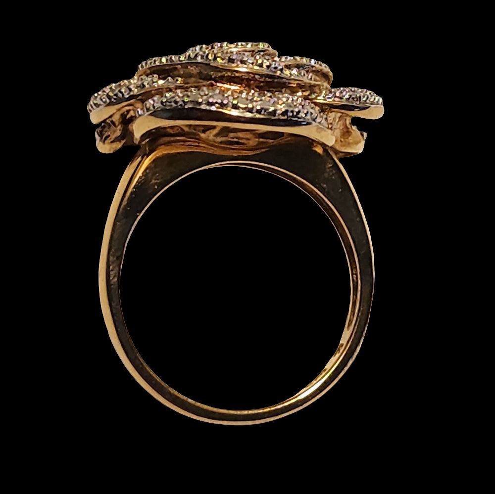 Floral sterling silver gold vermeil and one diamond size 9