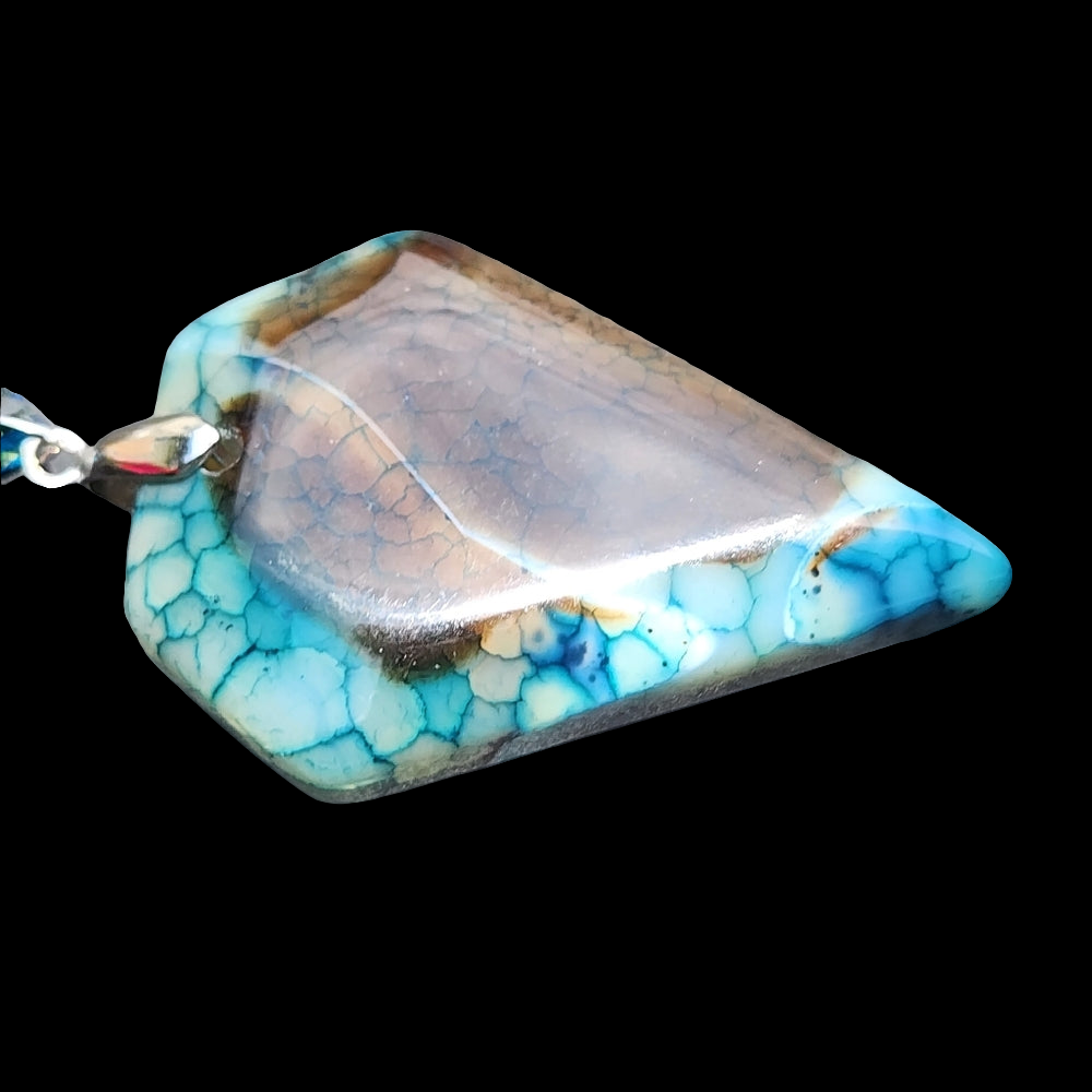 Blue stone necklace pendant shield arrow Dragon jasper? Fashion jewelry