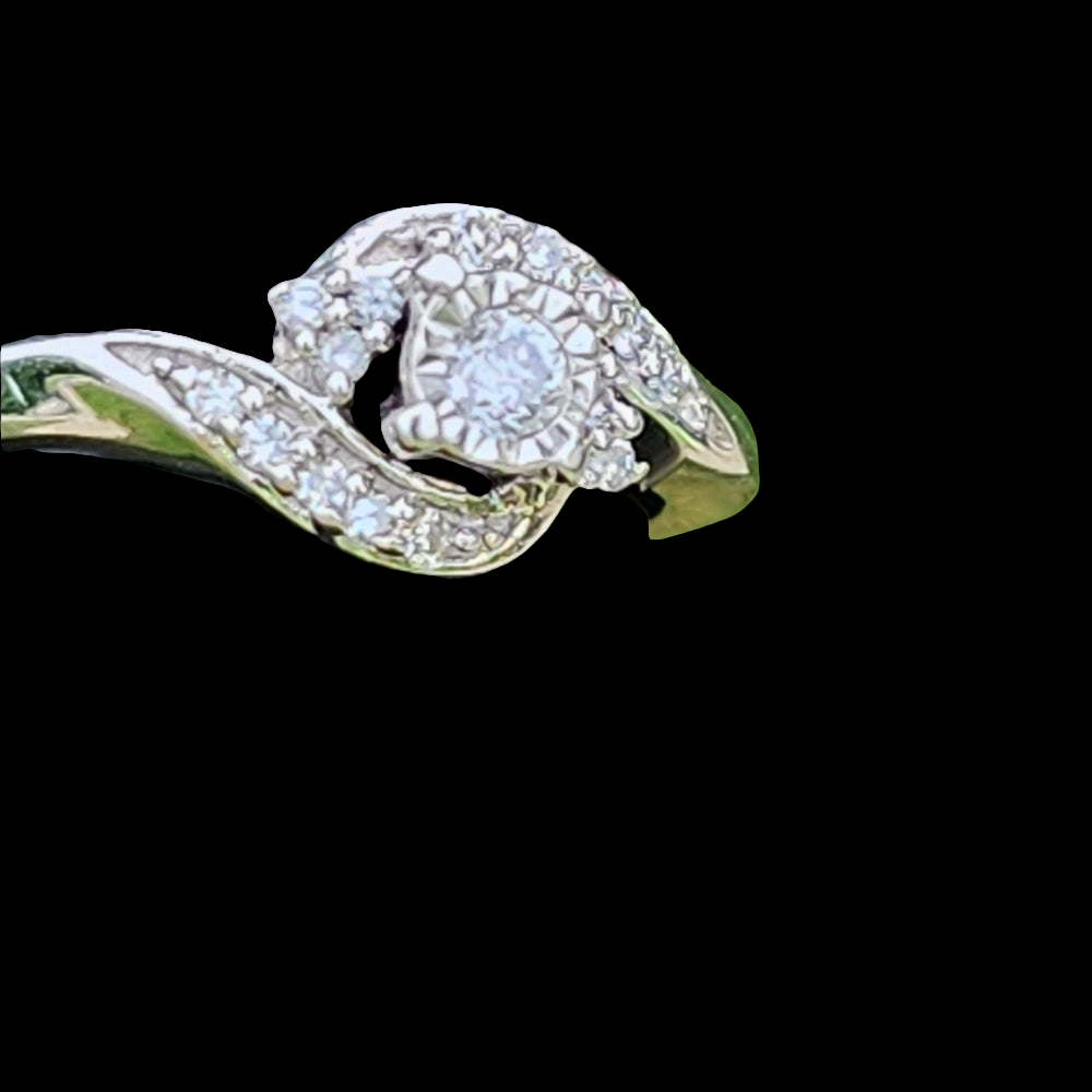 10K white gold diamond wedding engagement ring size 6.5