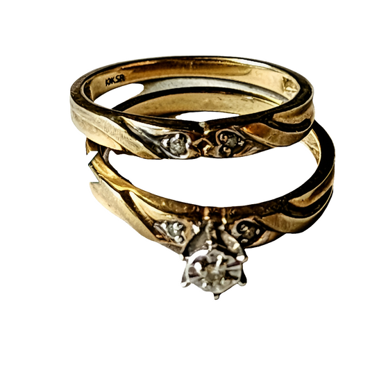 10K gold diamond bridal set size 7 wedding engagement band promise ring