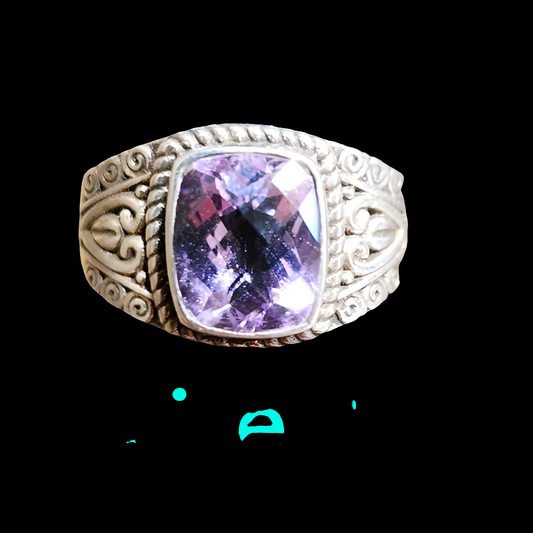 Sterling silver amethyst purple stone ring size 8 jewelry
