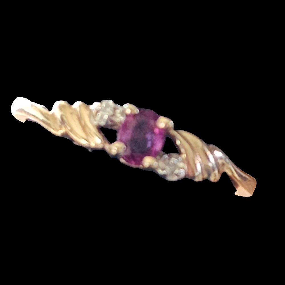 10K yellow gold pink sapphire and diamond ring size 6.5 fine jewelry