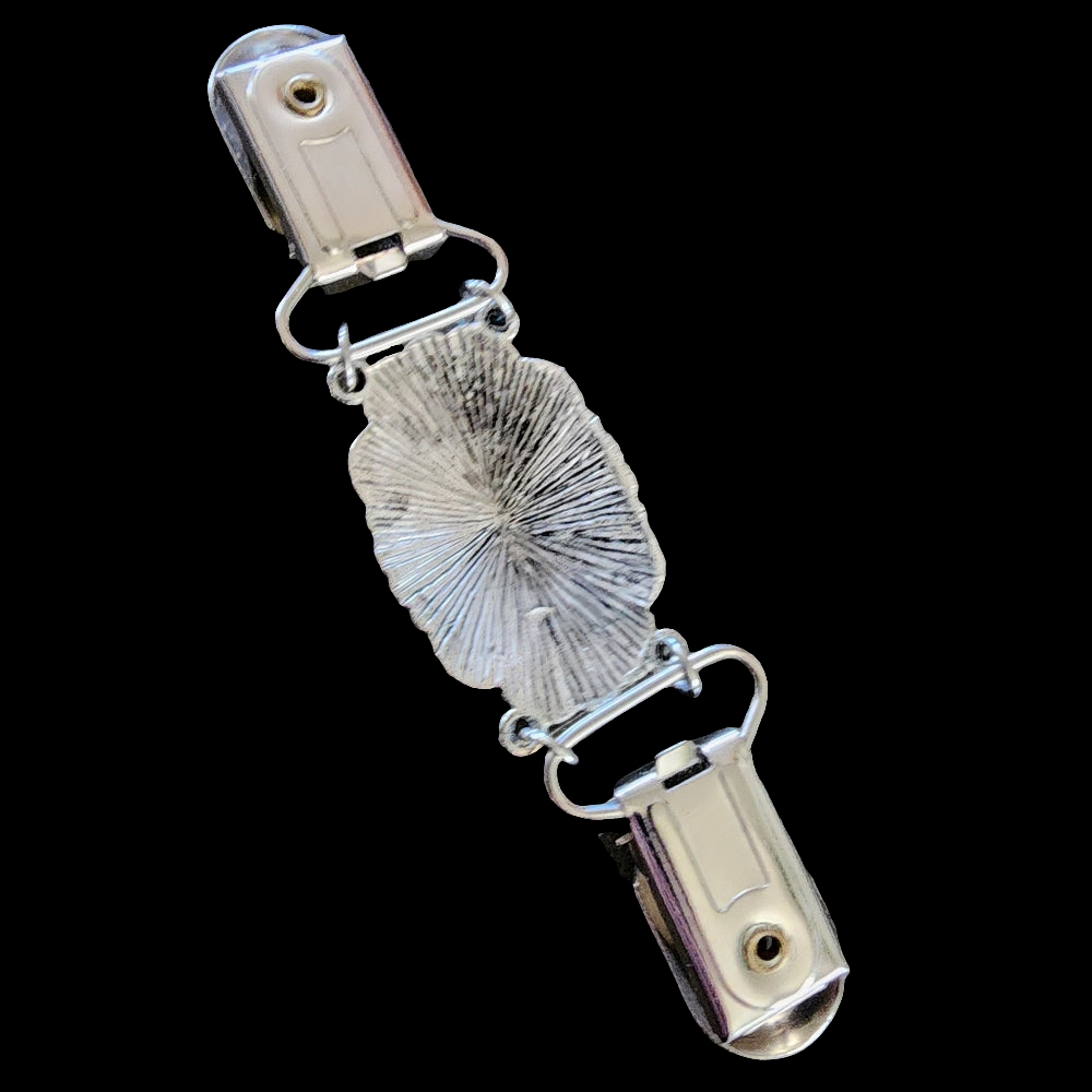 Shawl Cardigan Sweater clip Silver tone with bird fashion costume jewelry