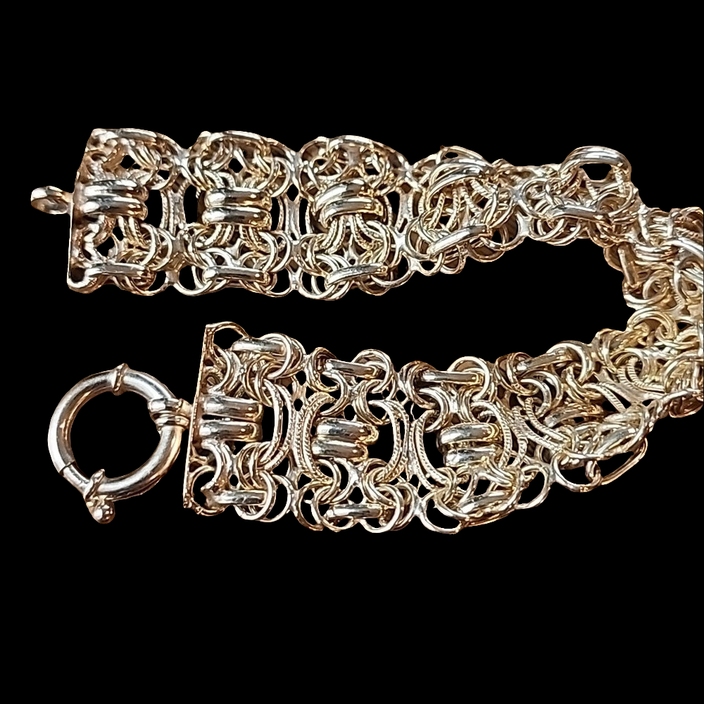 Sterling silver OT Turkey gold vermeil link bracelet fine jewelry wedding gift