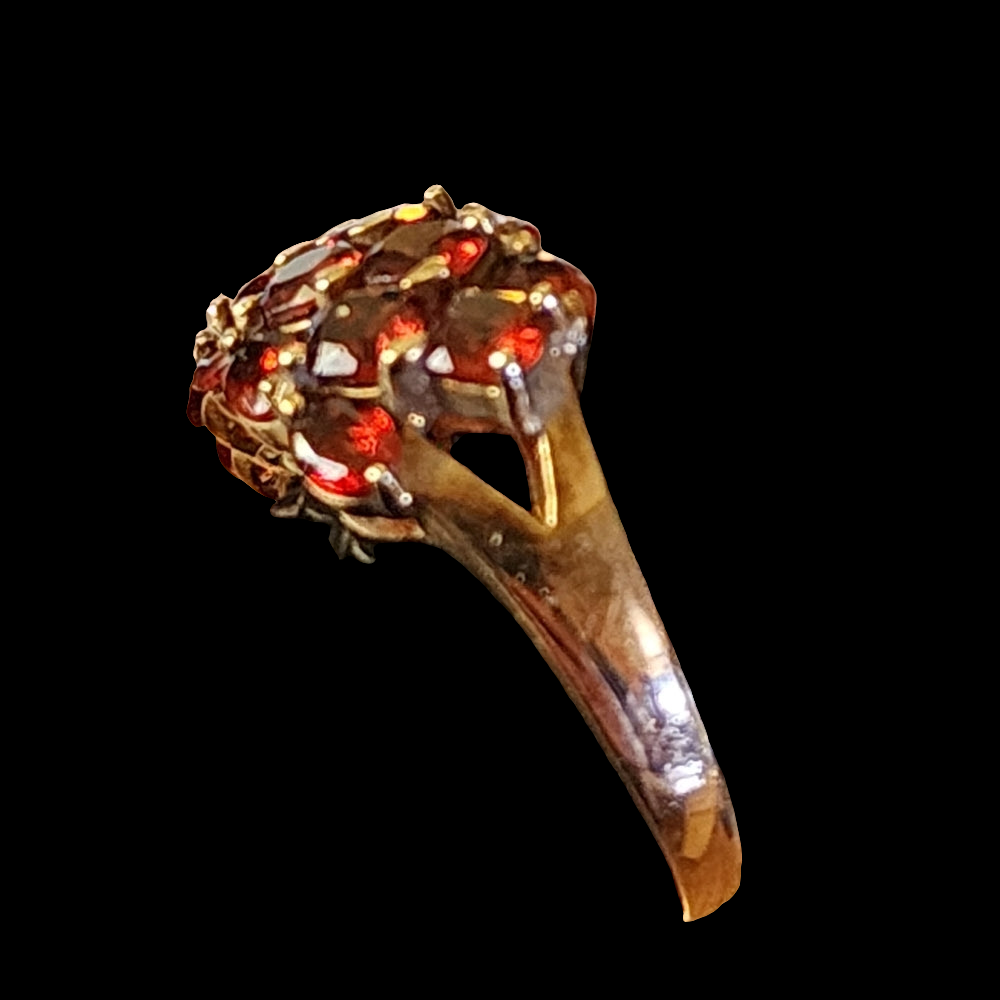 Samuel Aaron sterling silver gold vermeil ring red stones size 9.75