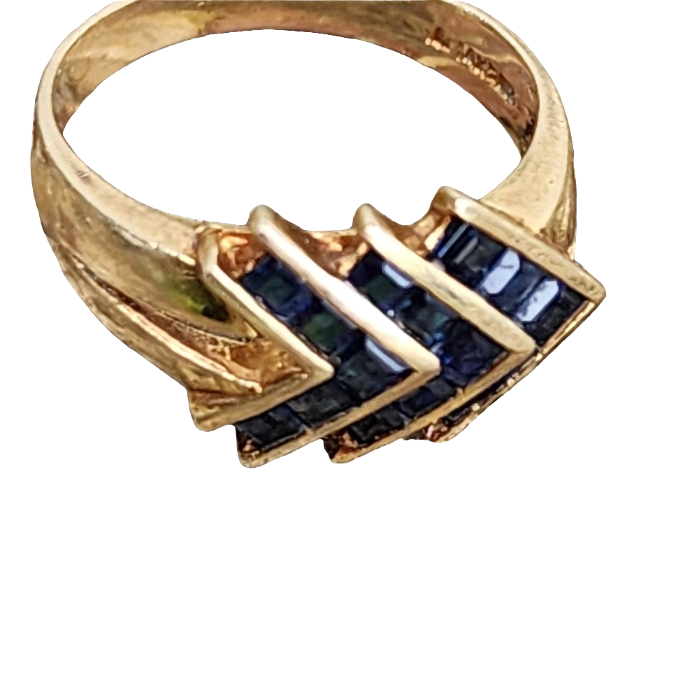 14k gold  blue sapphire ring size 6.5 wedding anniversary promise