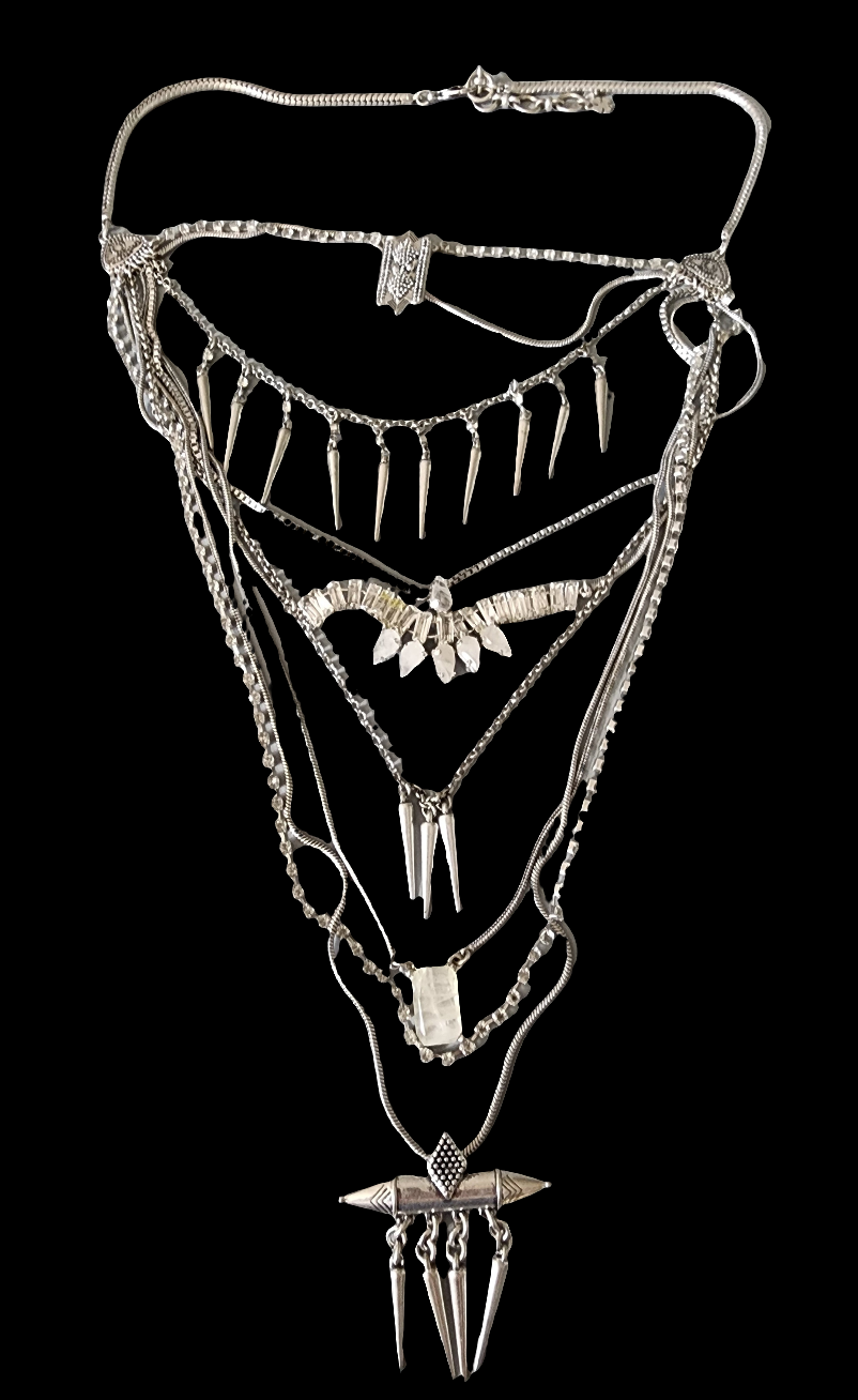 Lucky Brand layered Necklace Silver Tone multi strand