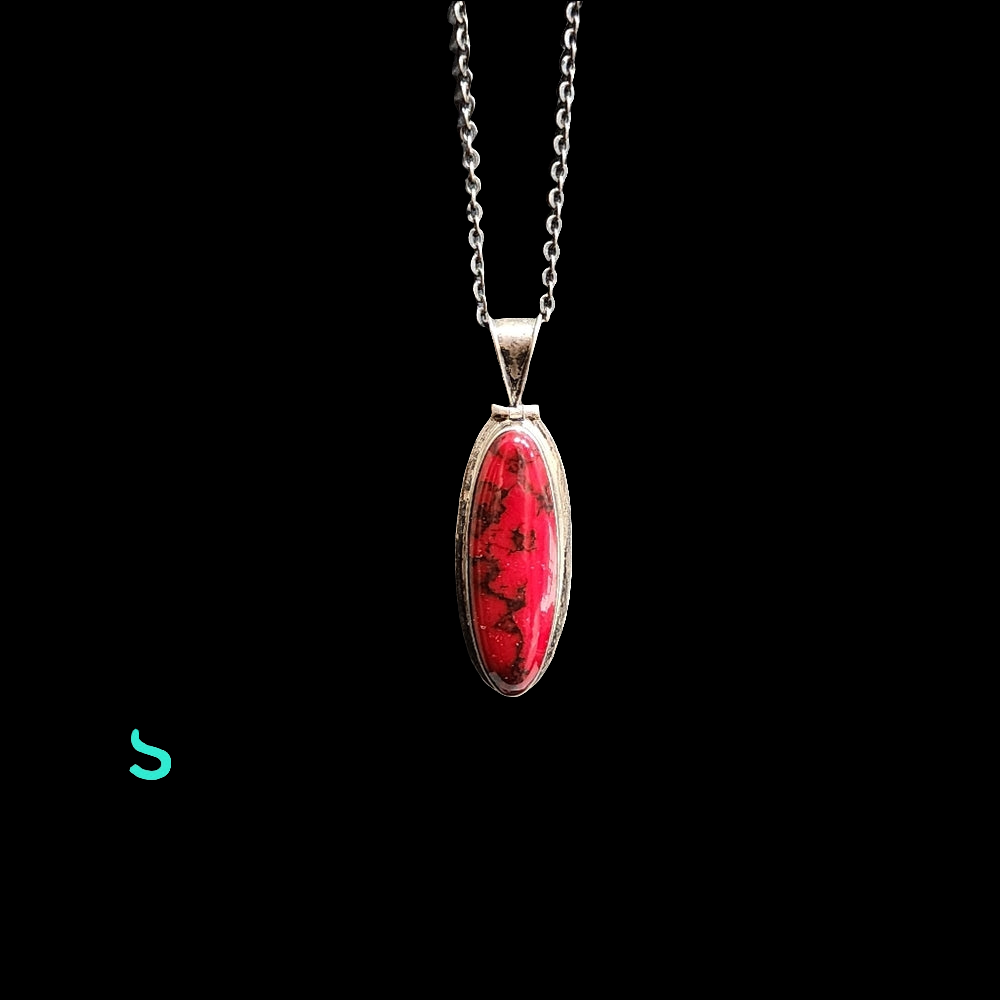 Vintage Sterling silver necklace with Mexican silver long red pendant jasper?