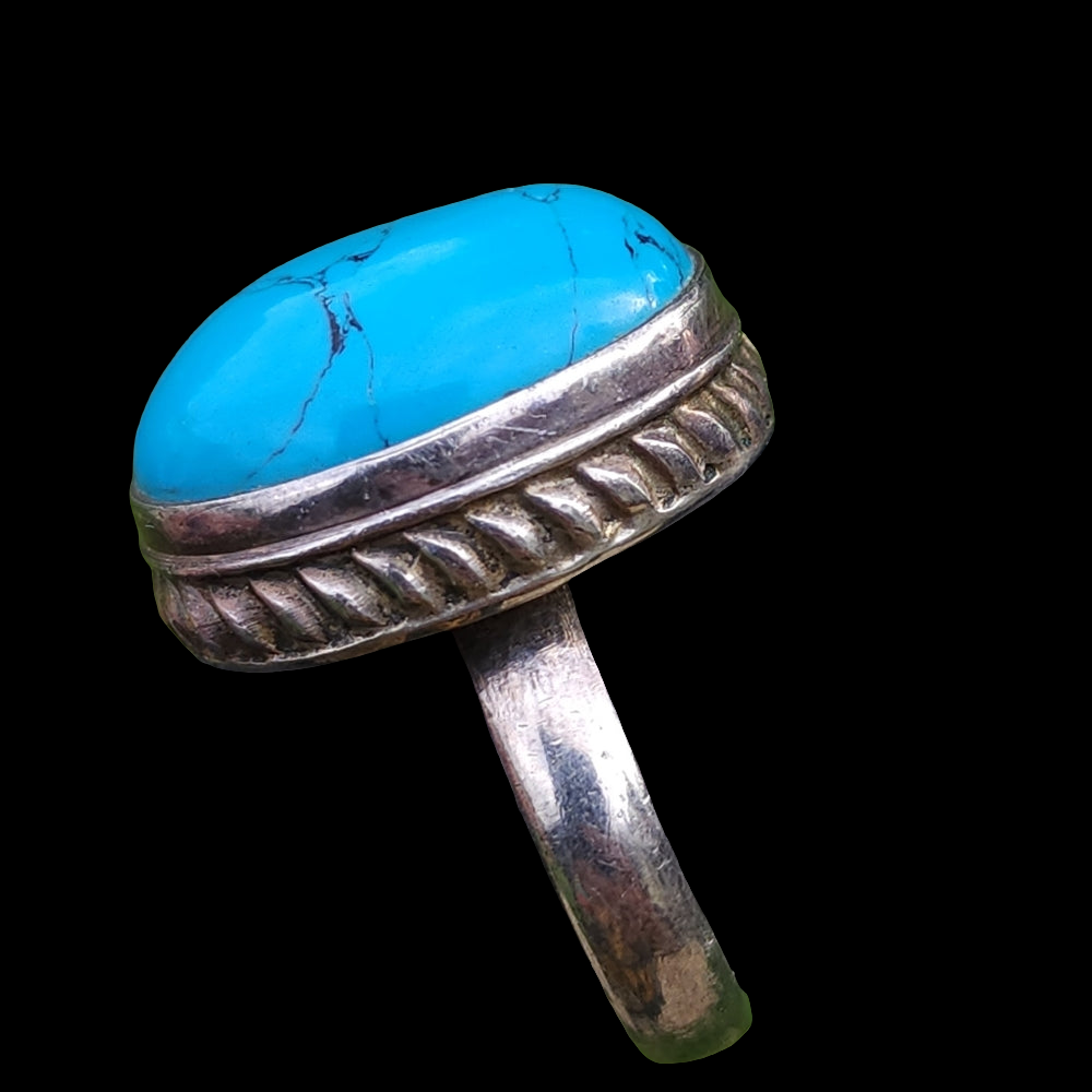 Size 7 sterling silver ring with blue stone Southwest Style