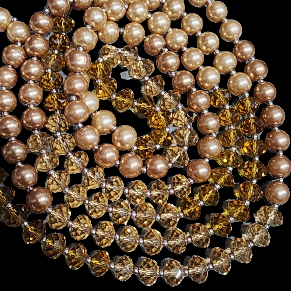 Costume fashion jewelry beaded Amber glass faux pearl long necklace