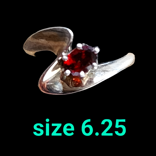Sterling silver ring with red stone size 6.25