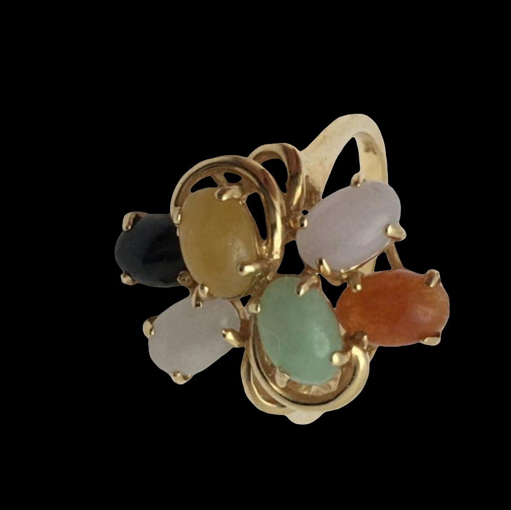 14k gold multi gemstone ring size 6