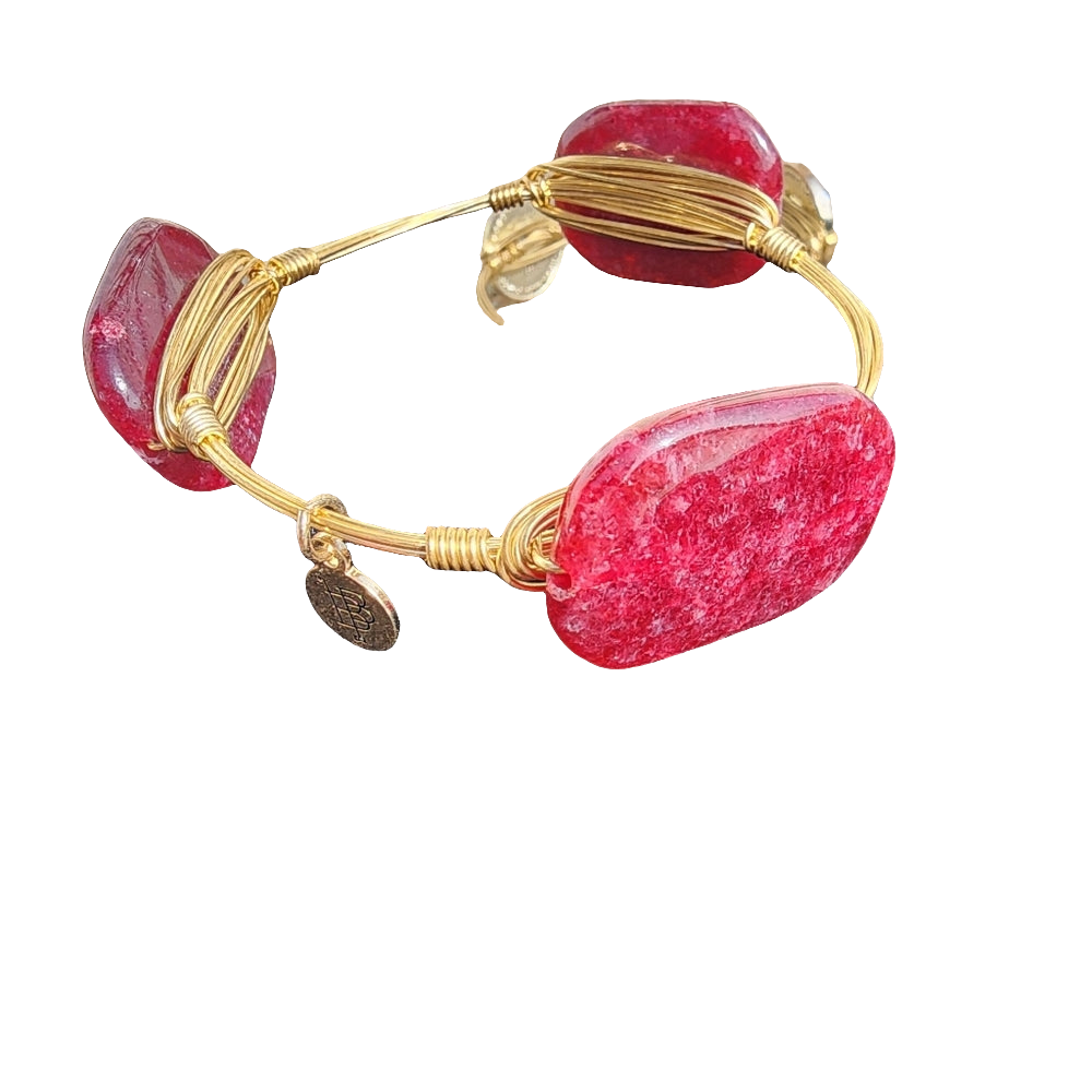 Bourbon and bowties jewelry lot 3 bracelets  red agate Gold tone  maroon stones