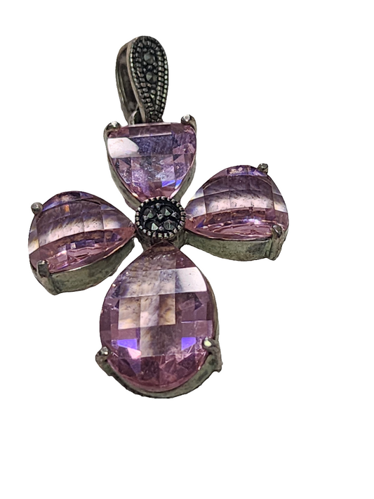 Sterling silver pink cross pendant