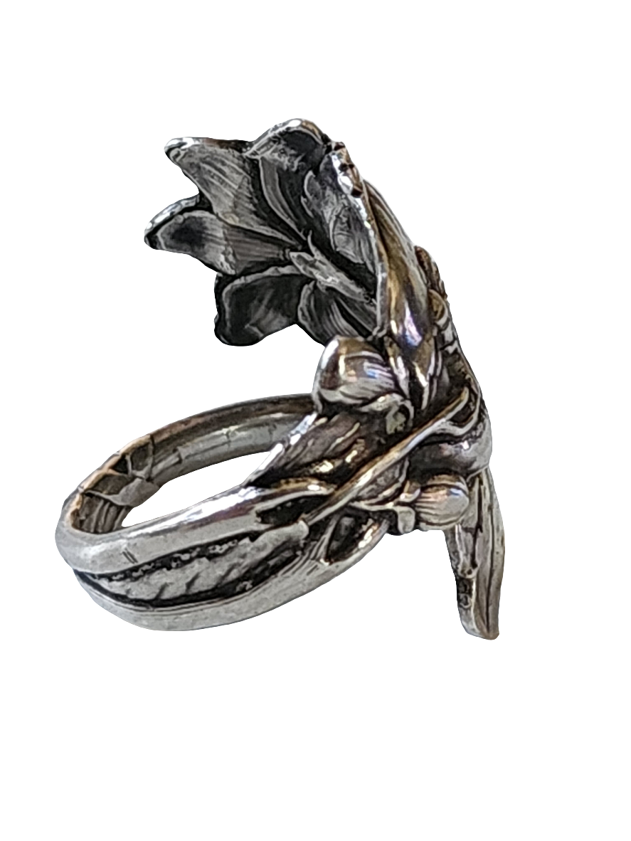 Sterling Silver Flower spoon ring size 9.5