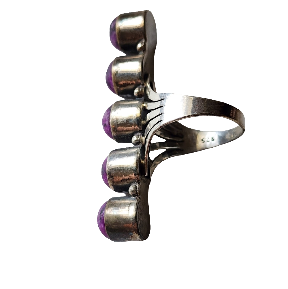 Long purple Mojave type sterling silver ring size 8.5