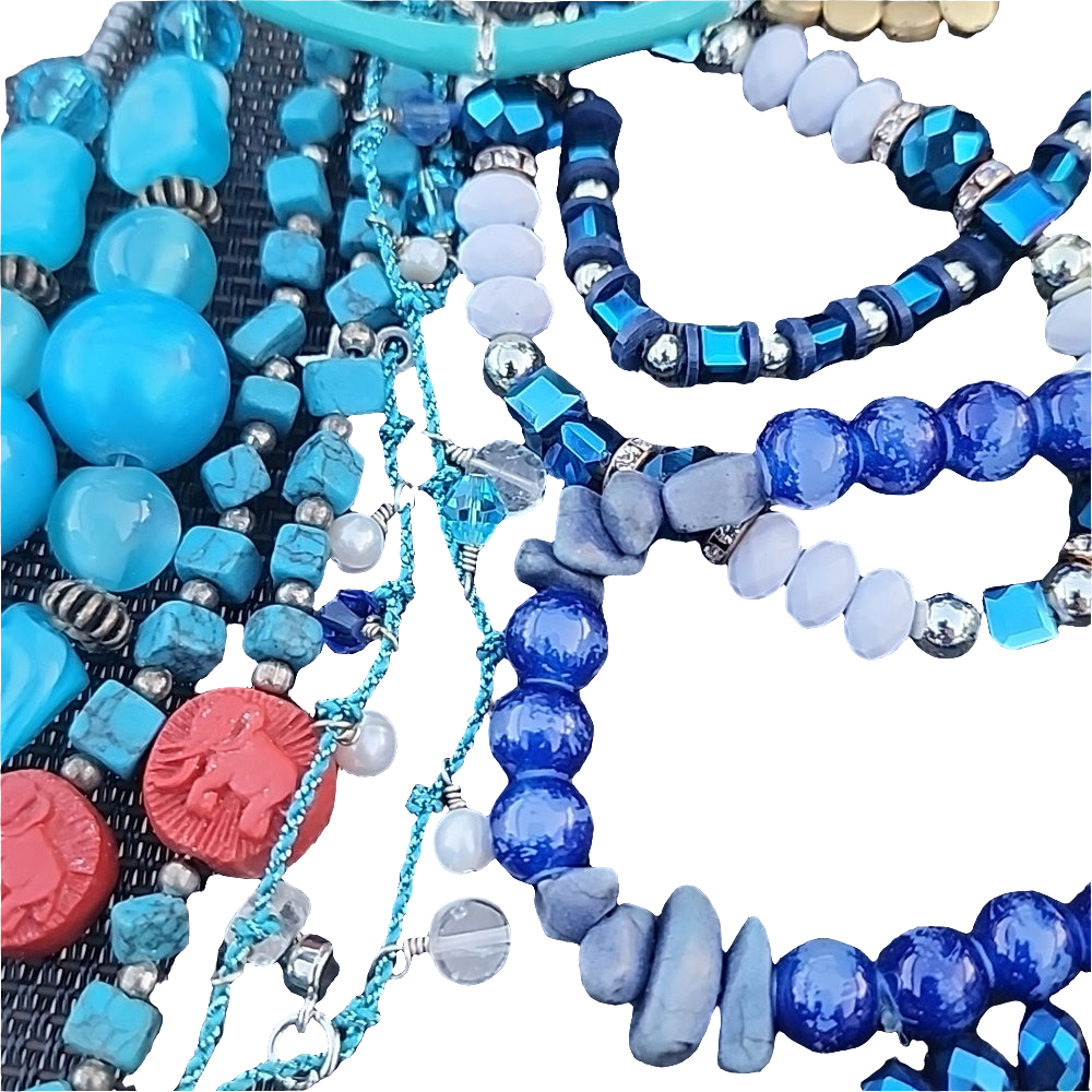 Bundle lot Turquoise Blue colors mixed media bracelets Necklaces Angel earrings