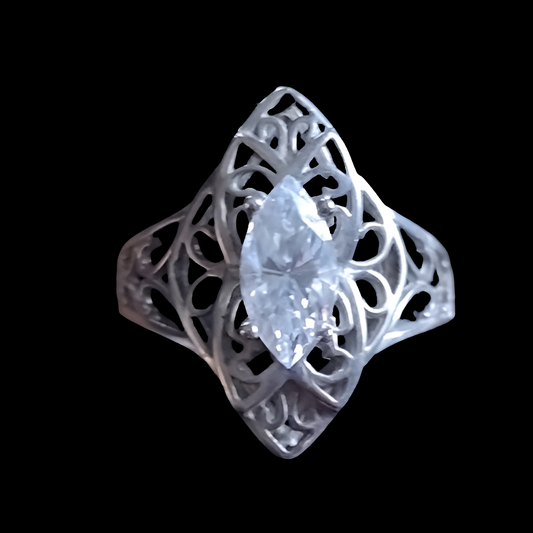 Sterling silver cubic zirconia ring size 5.5 signed DQ CZ from QVC jewelry